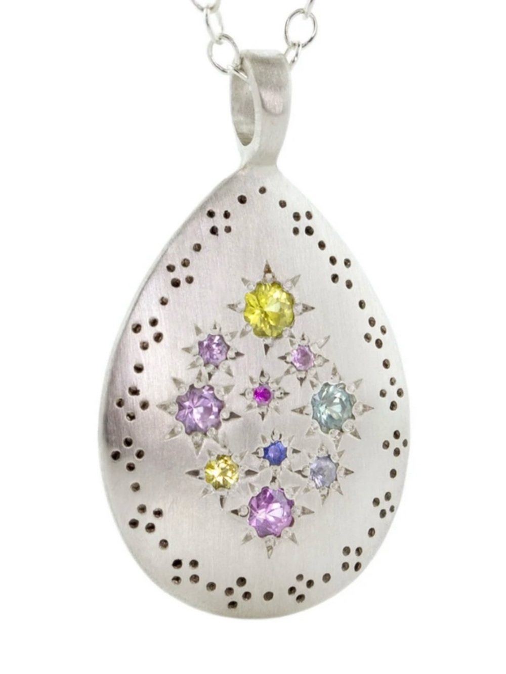 Adel Chefridi Sapphire & Sterling Silver Lights Teardrop Pendant Necklace